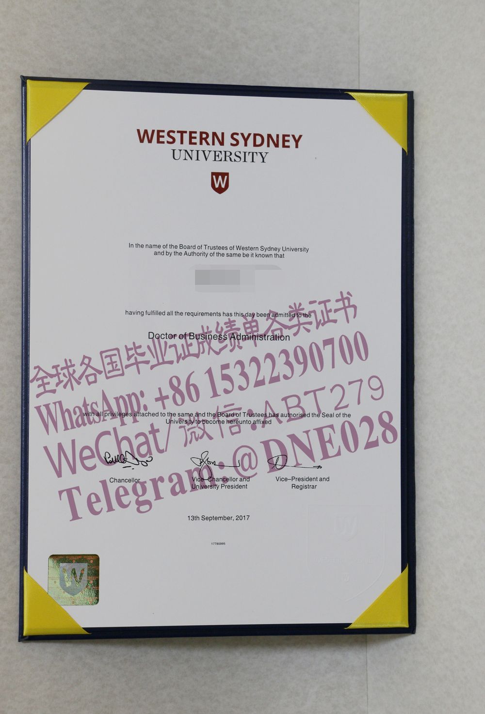 购买假澳大利亚西悉尼大学（WSU）毕业证多少钱